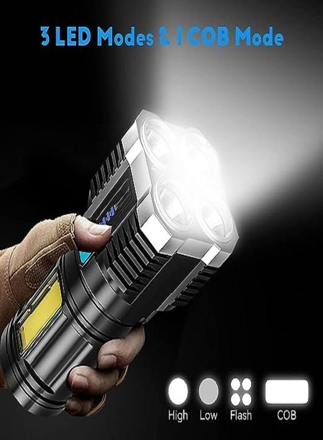 ZEVON Torch Lights Rechargeable with HGH Power Long Dstance with Multifunctional Portable LED Flashlight Torch Long Distance Beam Range with 4 Lighting Modes and COB Light for Outoor - Image 4